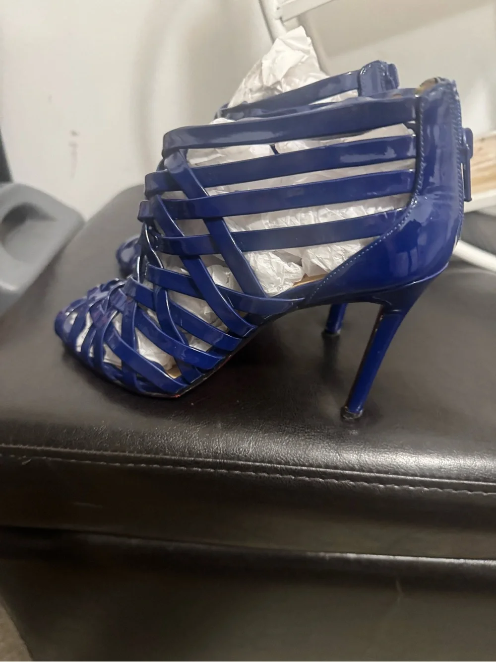 Christian Louboutin Blue Patent Strappy Stiletto Sandals